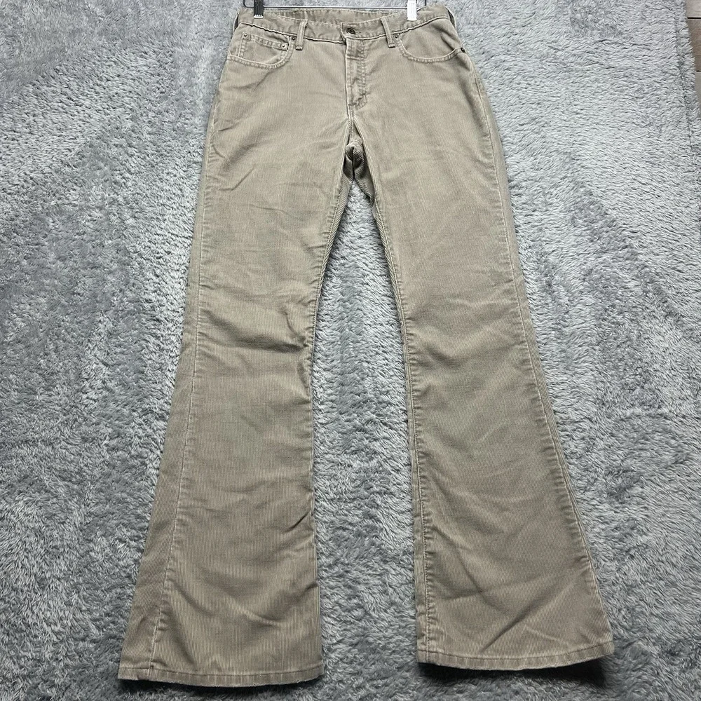 Abercrombie Fitch Corduroy Jeans Women 4 Beige Flare Bootcut Vintage 90s Y2K USA
